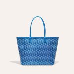 Goyard Goyardine Artois Tote PM Sky Blue Canvas & Chevroches Calfskin Palladium Hardware